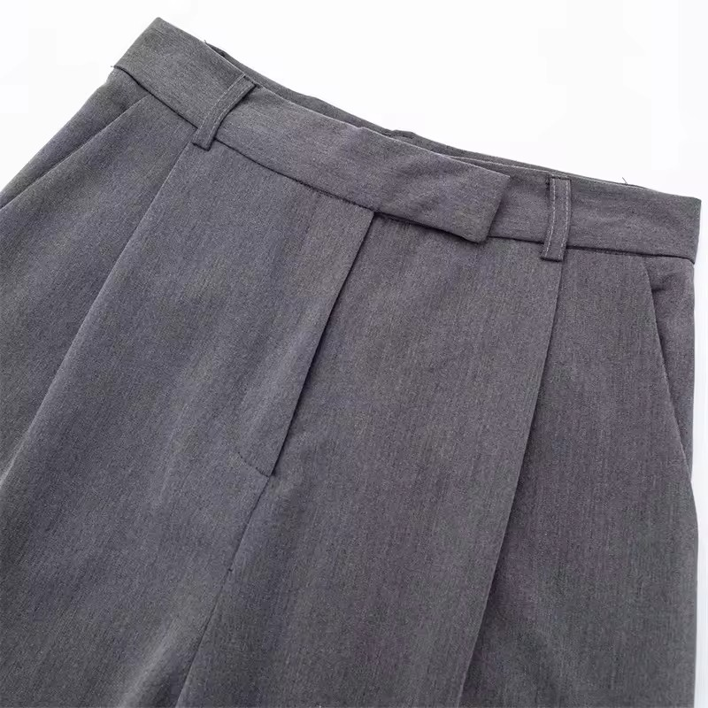 Savro-High Waist Baggy office Pants
